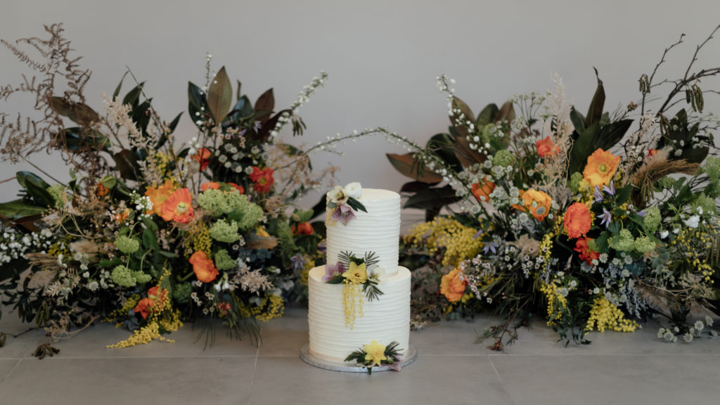 Modern country wedding model cake