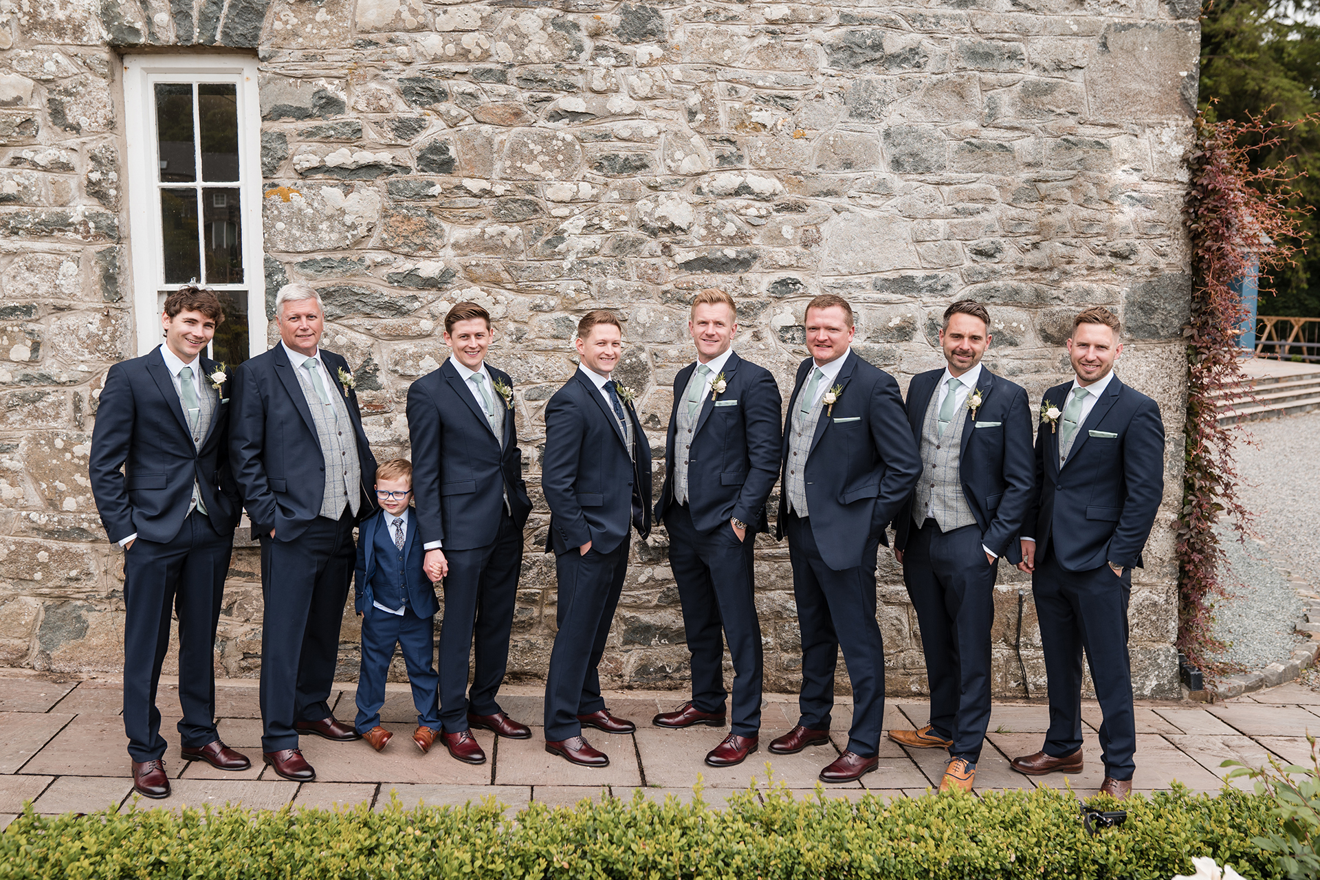 groomsmen at Woodland wedding wales